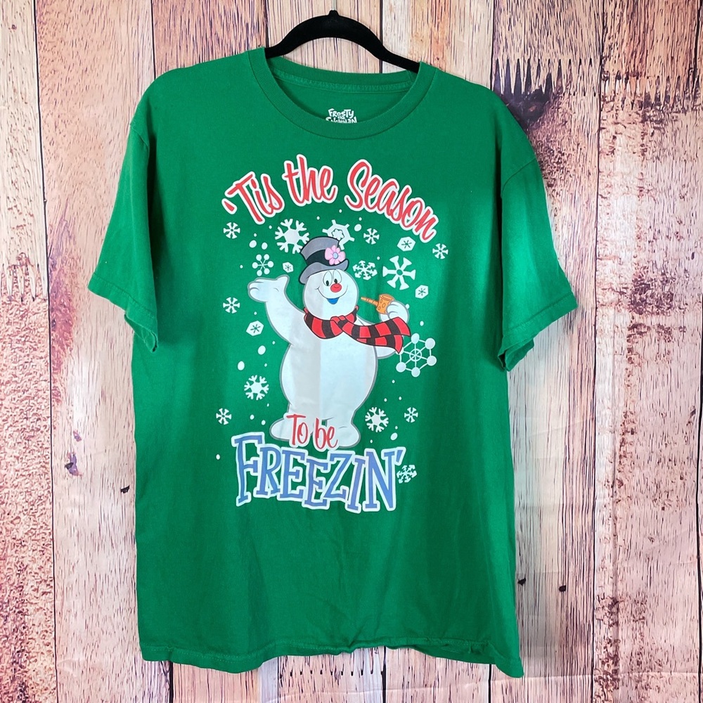 Frosty The Snowman Green Short Sleeve Tee, Large